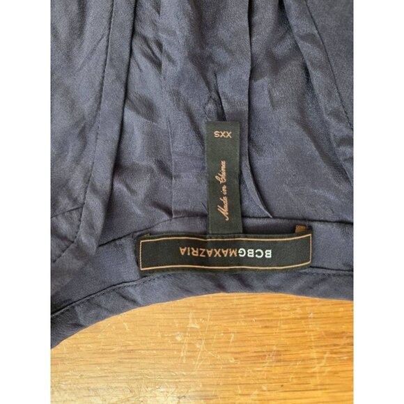 BCBG MAX AZRIA SILK Blouse Navy Blue Size XXS A001142 - Picture 4 of 10